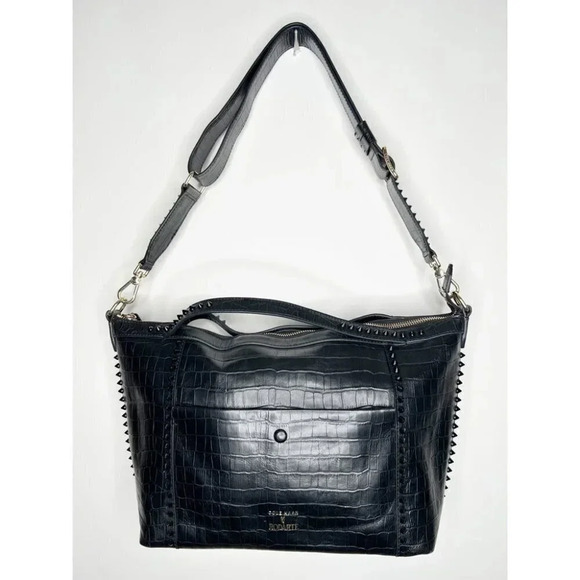 Cole Haan Rodarte Black Croc-Embossed Satchel purse - Picture 7 of 15